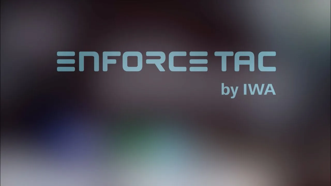 Enforce Tac by IWA logo on a blurred background